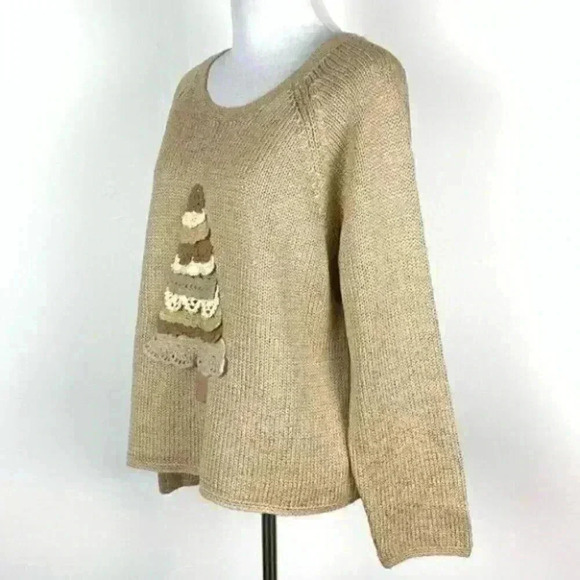 J Jill sweater size S 57% silk brown cream tree - Picture 6 of 8